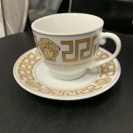 MILANO MEDUSA ESPRESSO COFFEE CUPS & SAUCERS SET OF 12  WHITE & GOLD 